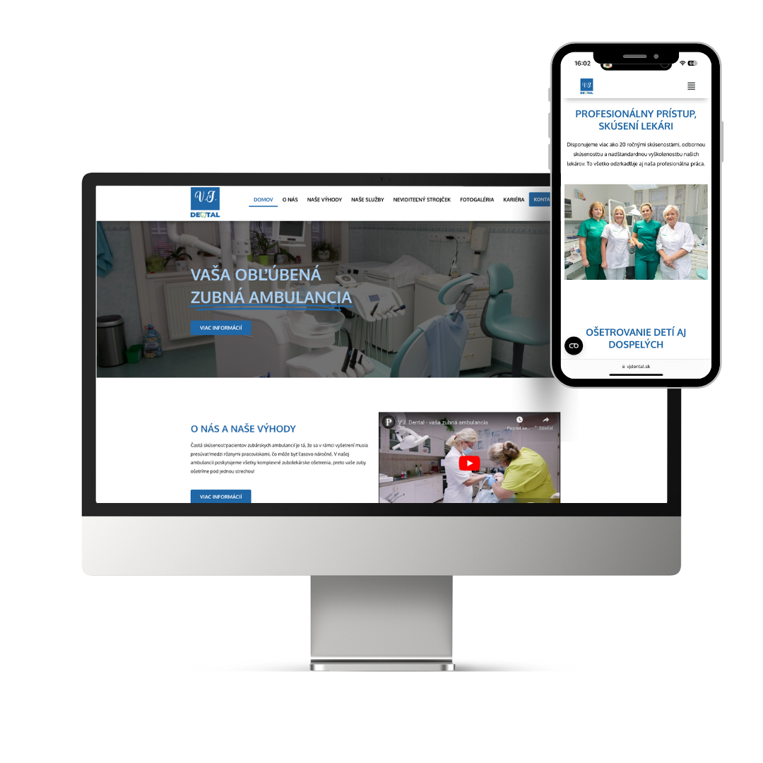 VJ Dental – ukážka webstránky vytvorenej Prezart